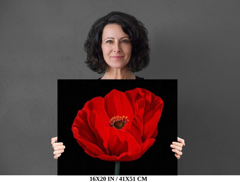 Red Poppy Flower Print Remembrance - Image 2